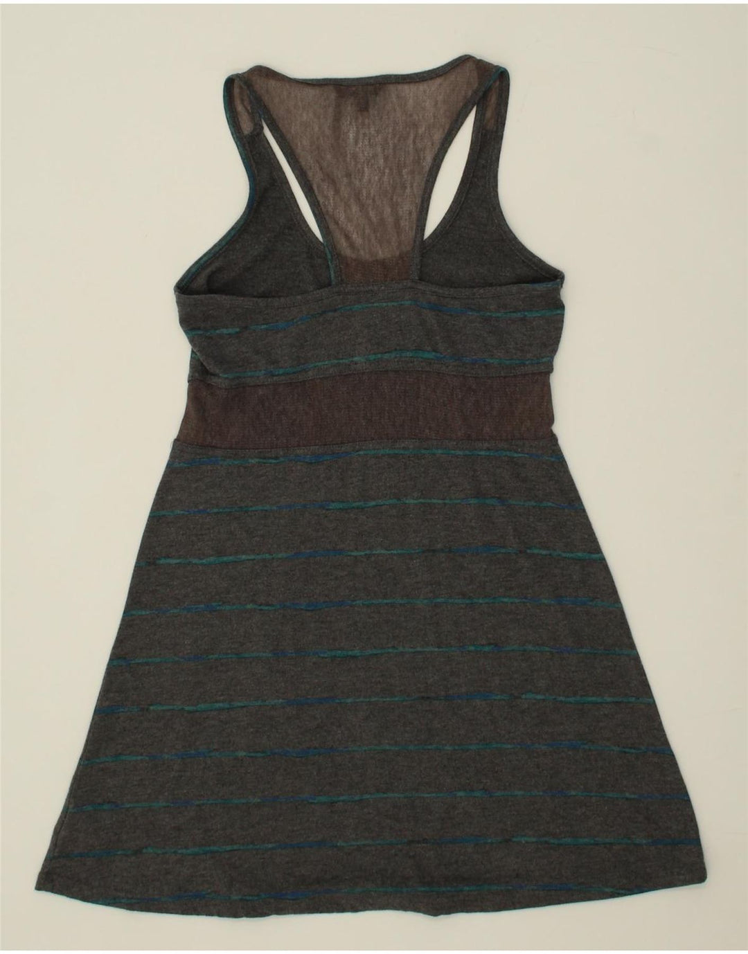 HURLEY Womens Sleeveless A-Line Dress UK 8 Small Grey Striped Polyester Vintage Hurley and Second-Hand Hurley from Messina Hembry 