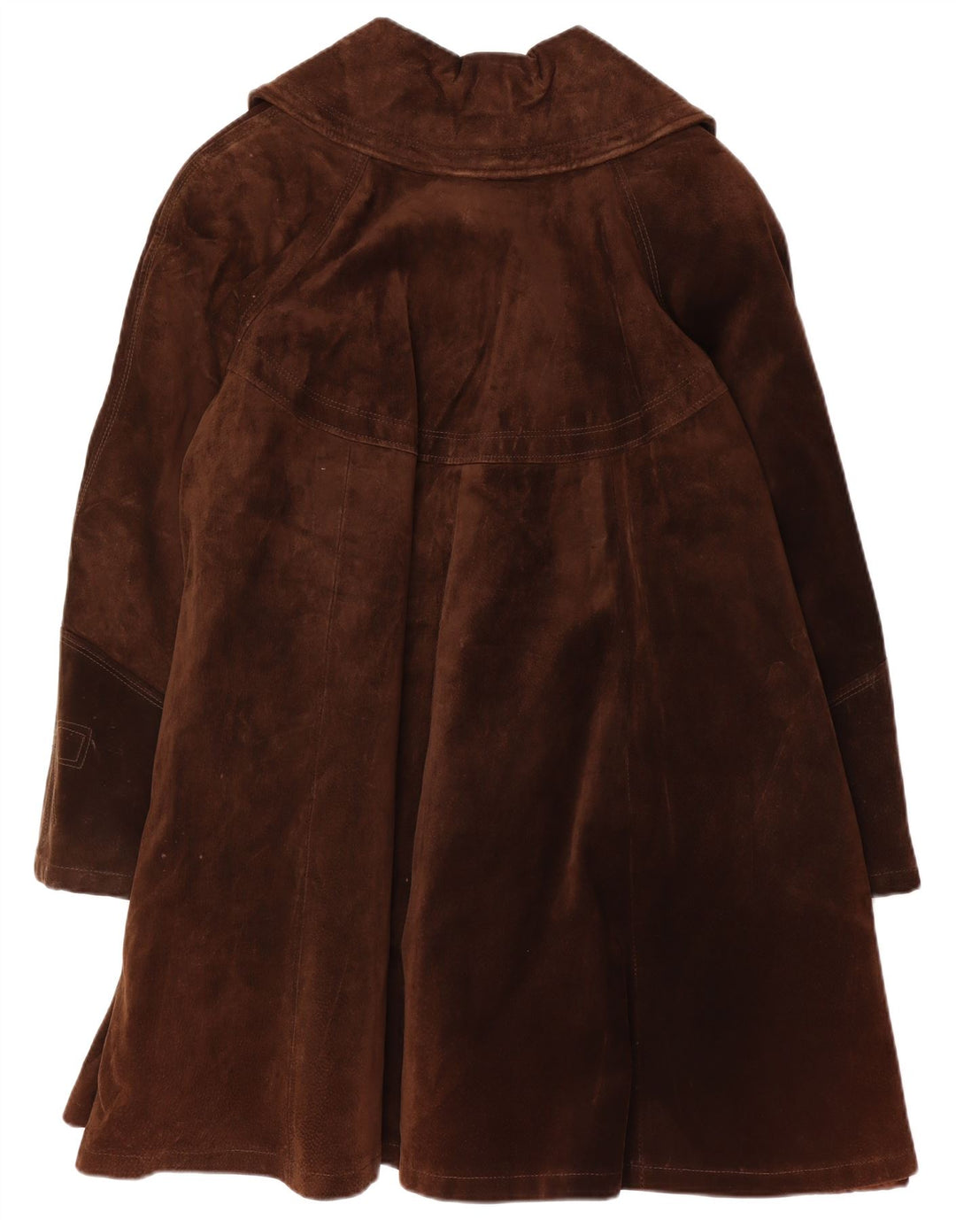 Cappotto vintage da donna in pelle scamosciata IT 46 Large in pelle marrone Retro