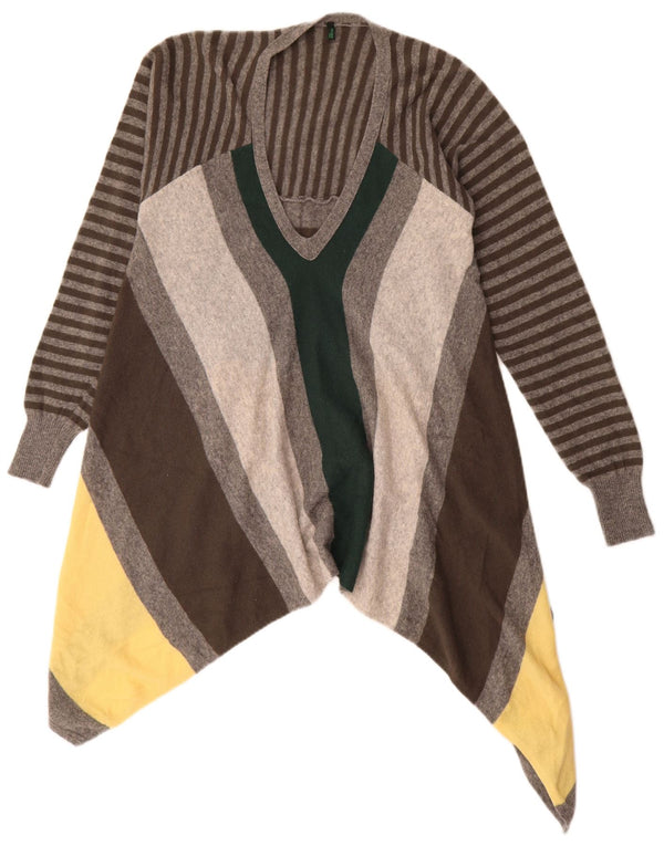 Maglione da donna con scollo a V Benetton UK 10 piccolo a righe multicolore
