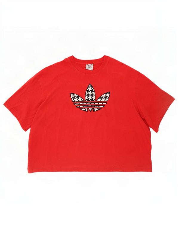 T-shirt grafica oversize corta Adidas da donna UK 28/30 3XL rosso cotone