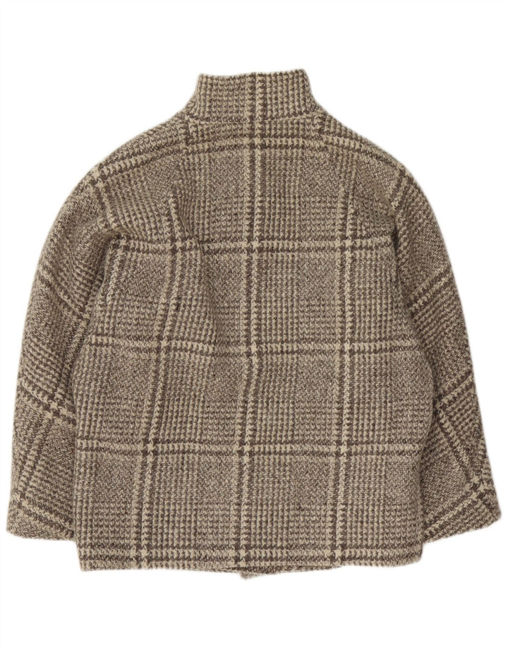 Soprabito oversize da donna vintage UK 16 grande motivo a quadri grigi