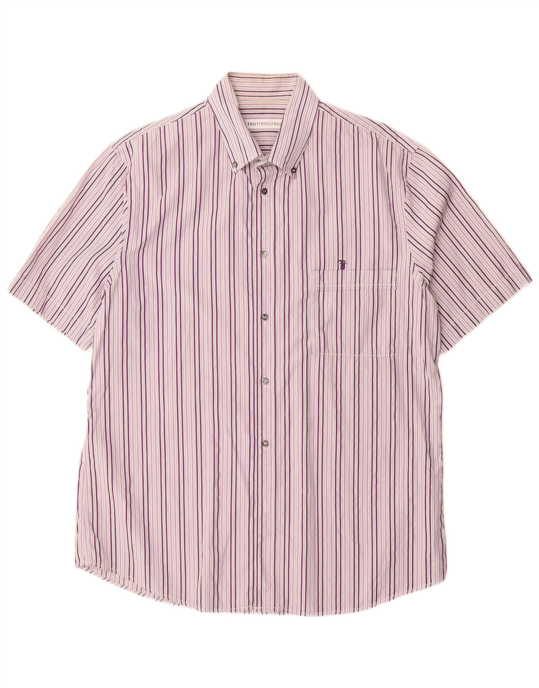 Camicia Trussardi Uomo Manica Corta Taglia 42 Large Viola a Righe