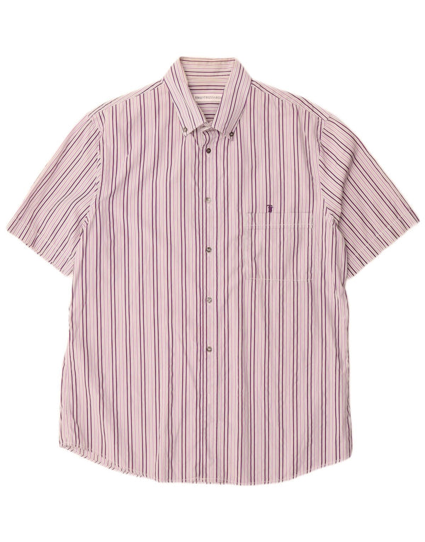 Camicia Trussardi Uomo Manica Corta Taglia 42 Large Viola a Righe