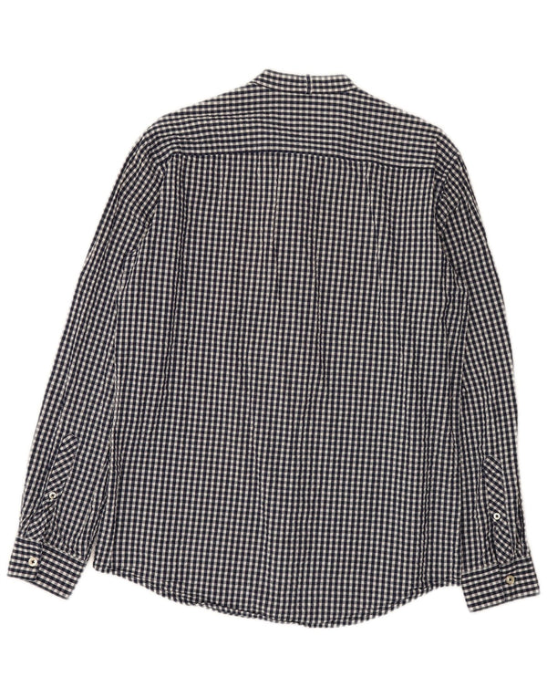 Camicia da uomo Benetton in cotone a quadretti blu navy medio
