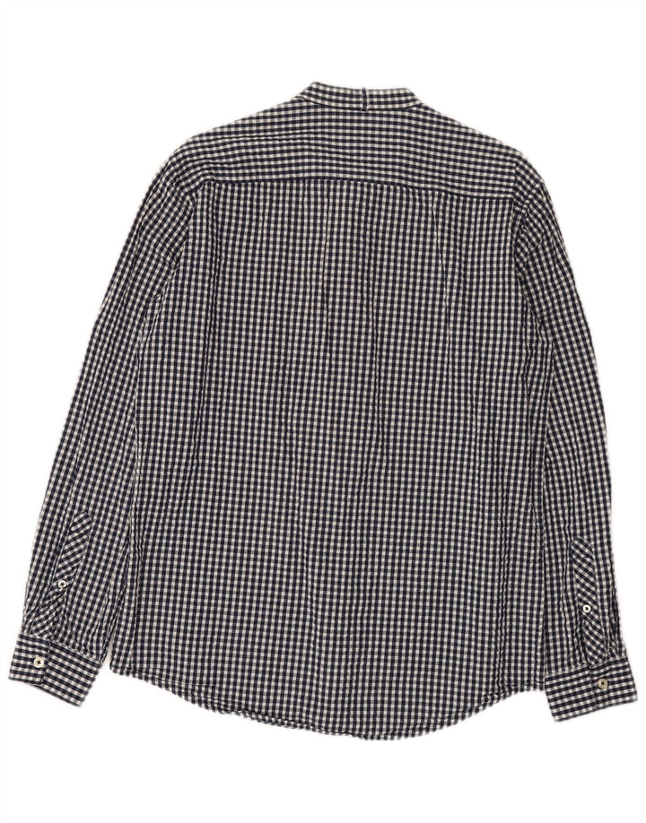 Camicia da uomo Benetton in cotone a quadretti blu navy medio