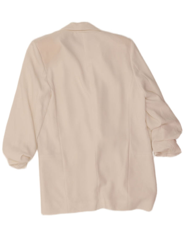 Giacca blazer da donna con maniche a 3/4 Zara UK 10 piccola poliestere bianco