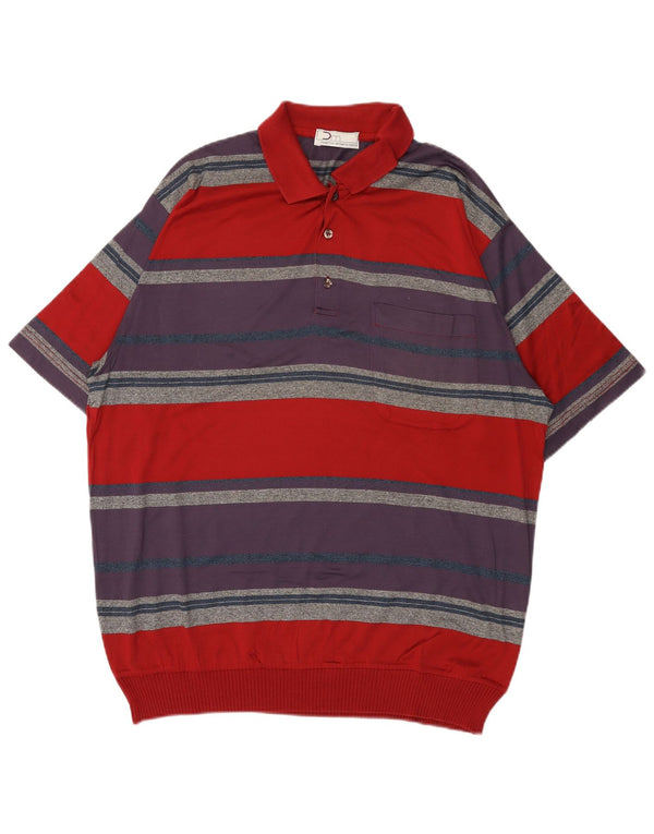 Maglificio Maglione Uomo Manica Corta Collo Polo IT 54 XL Righe Rosse