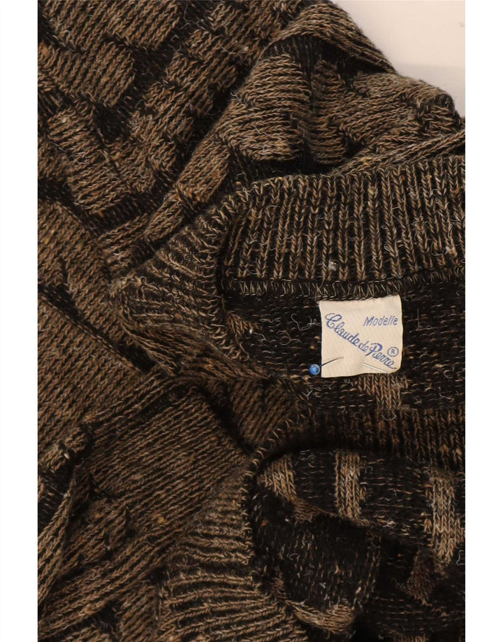 Maglione cardigan da uomo Claude De Pierre a righe marroni grandi