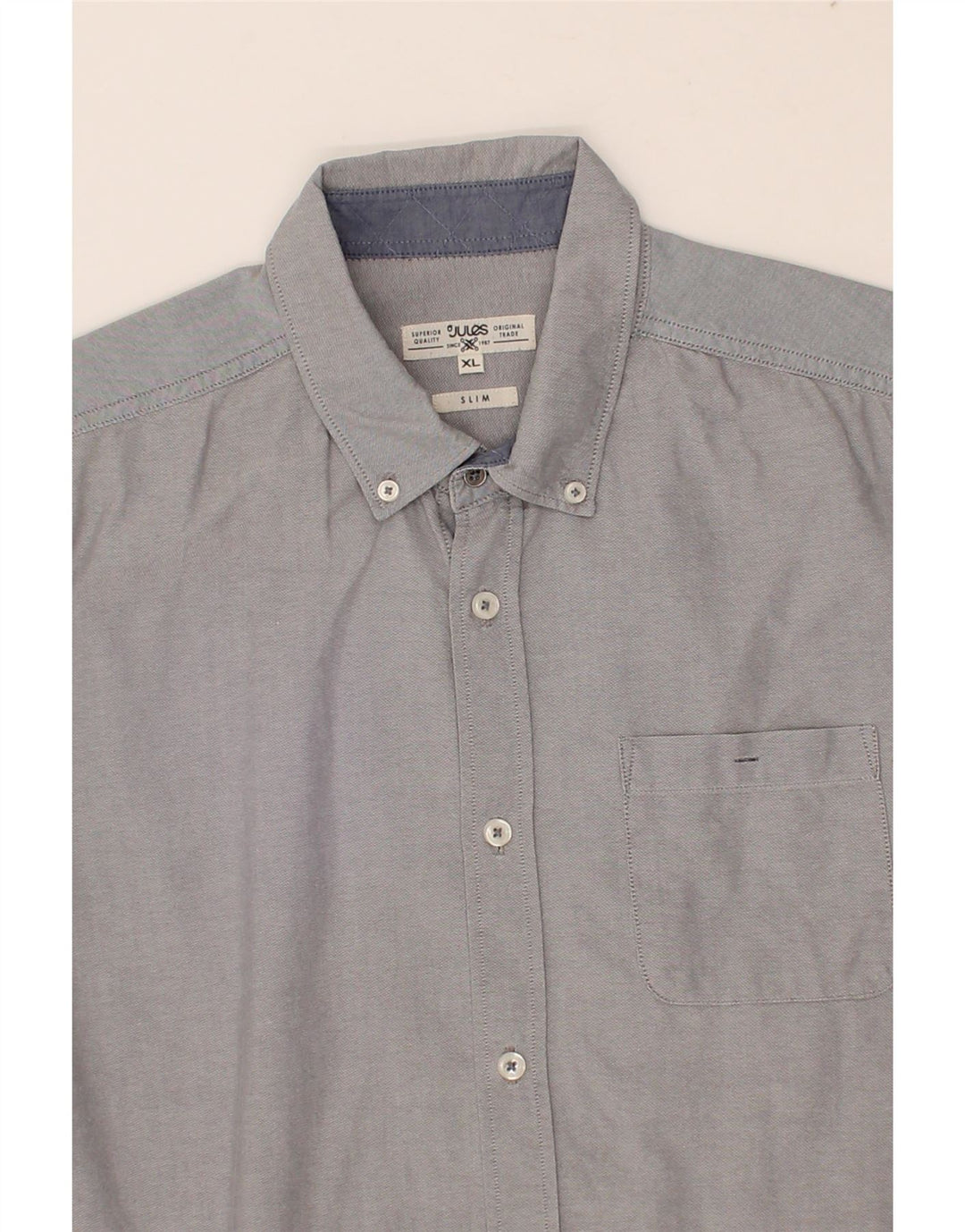 JULES Mens Slim Shirt XL Grey Cotton Vintage Jules and Second-Hand Jules from Messina Hembry 
