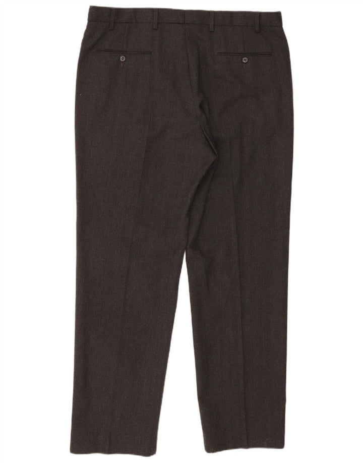 Pantaloni da abito dritti da uomo Marks & Spencer W38 L31 in cotone grigio