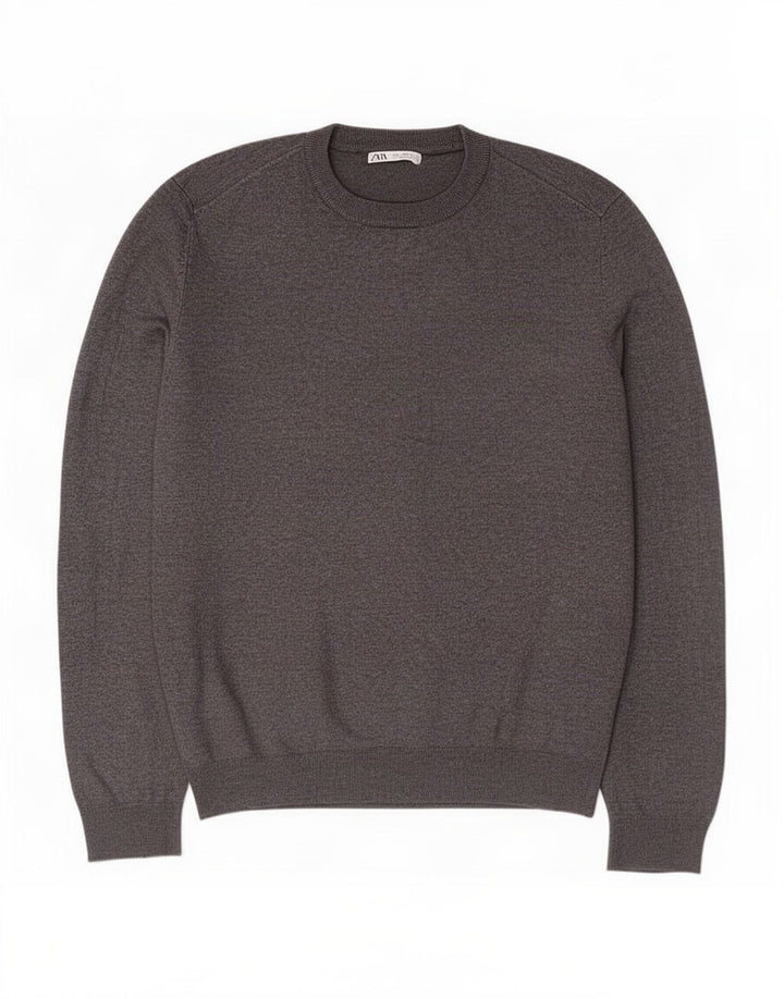 Maglione Zara da uomo girocollo grande in viscosa grigia