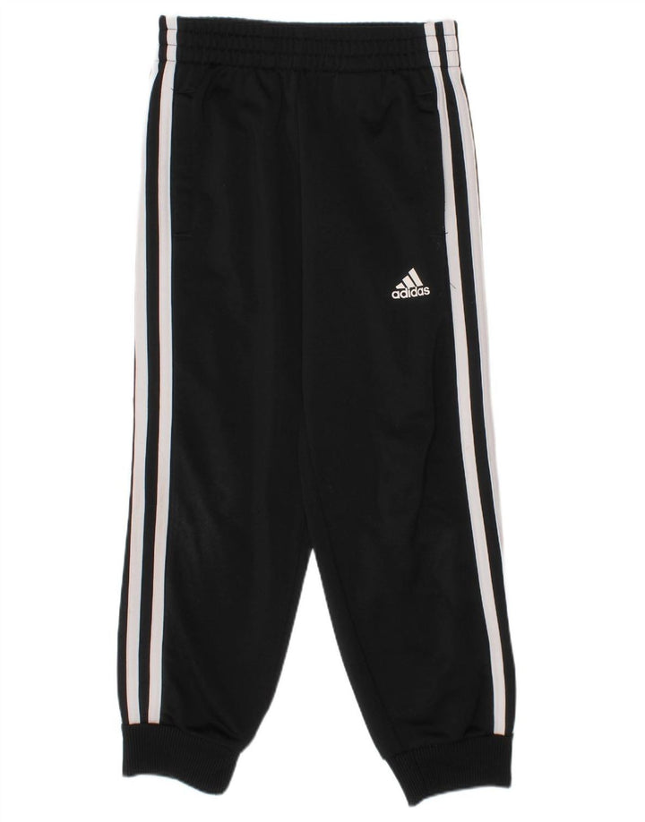 ADIDAS Boys Tracksuit Trousers Joggers 5-6 Years  Black Polyester
