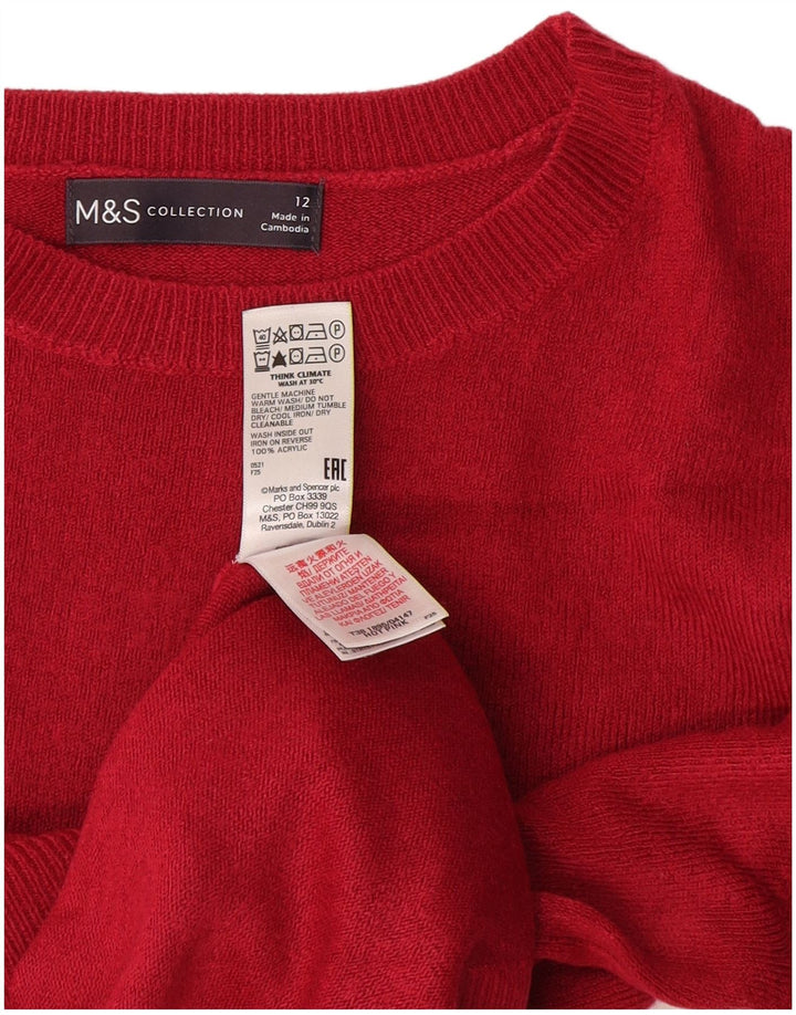 Maglione da donna Marks & Spencer corto con scollo a barca UK 12 rosso medio