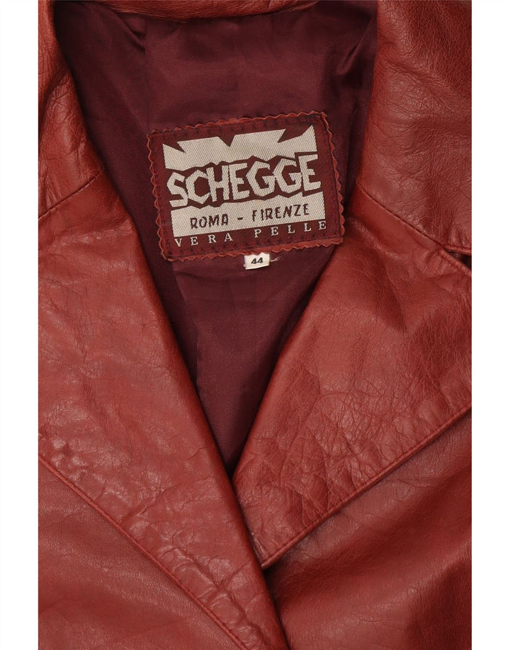 Giacca blazer in pelle da donna a 3 bottoni Schegge IT 44 in pelle marrone medio