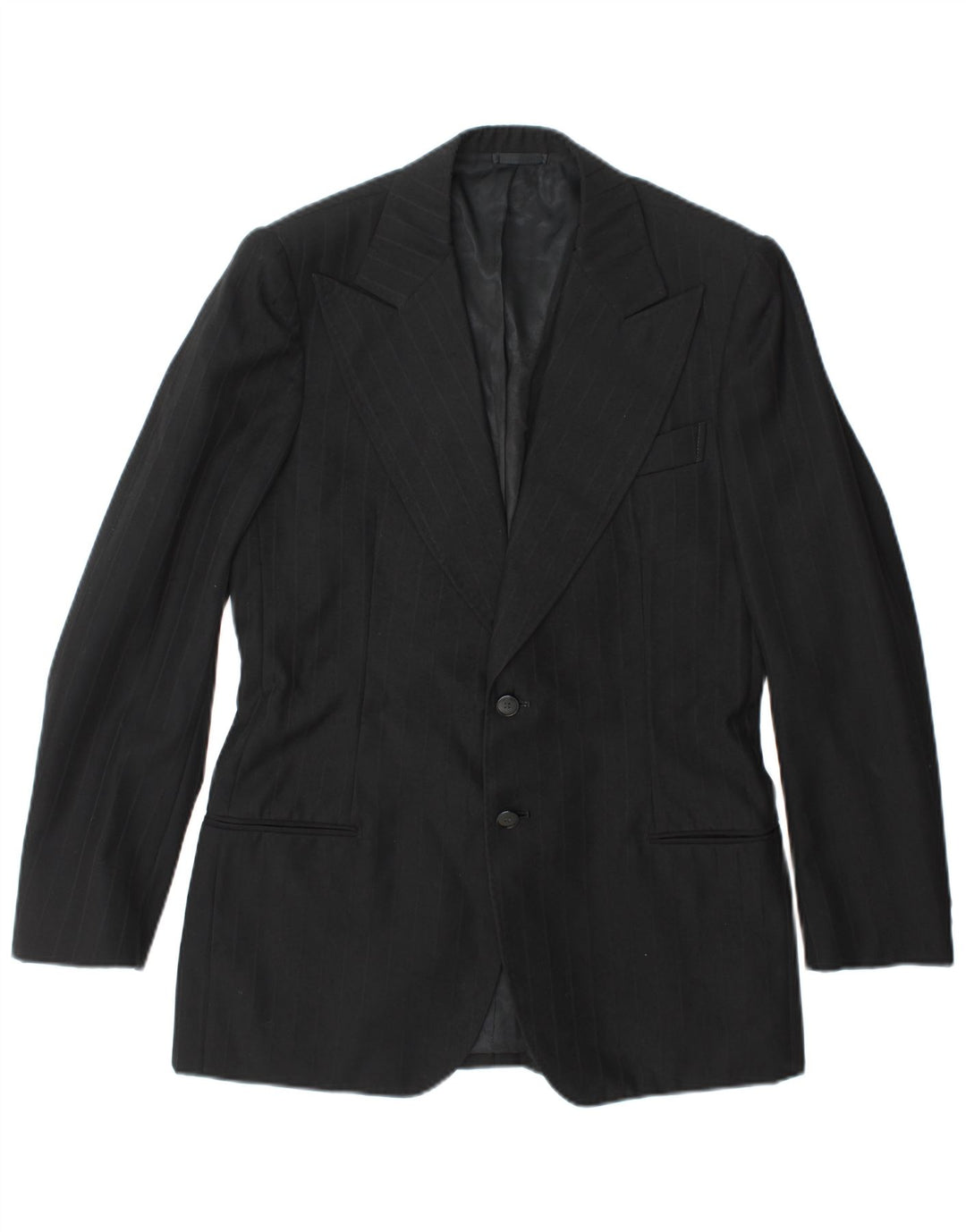 Giacca blazer vintage da uomo a 2 bottoni UK 36 piccola a righe nere