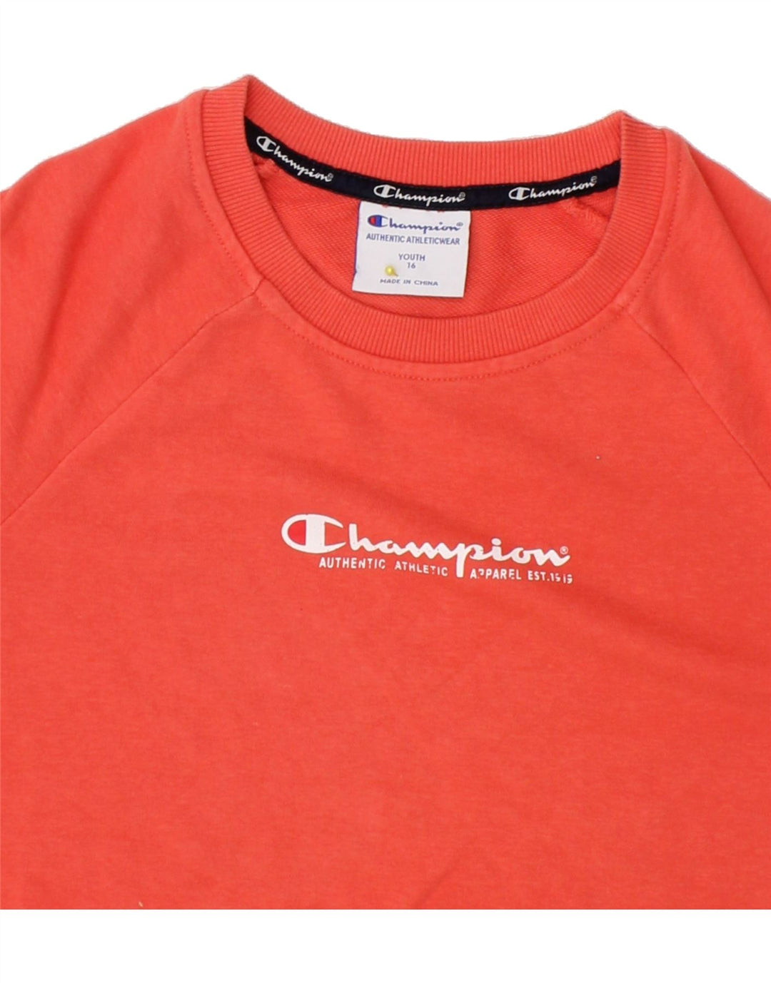 CHAMPION Boys Graphic Sweatshirt Jumper 15-16 Years Orange Cotton Vintage Champion and Second-Hand Champion from Messina Hembry 