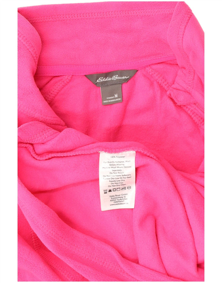 Maglione in pile da donna con collo con zip Eddie Bauer UK 14 poliestere rosa medio