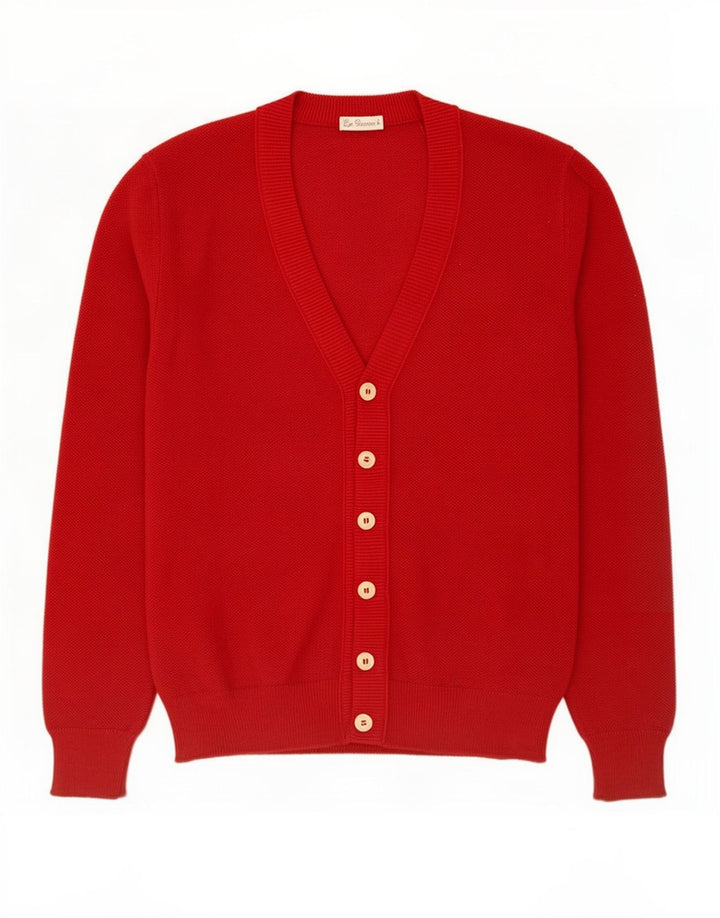 Maglione cardigan da uomo vintage in lana rossa media