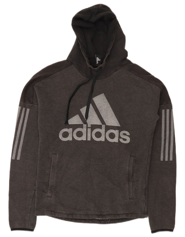 Felpa con cappuccio grafica da uomo Adidas XS in cotone color block grigio