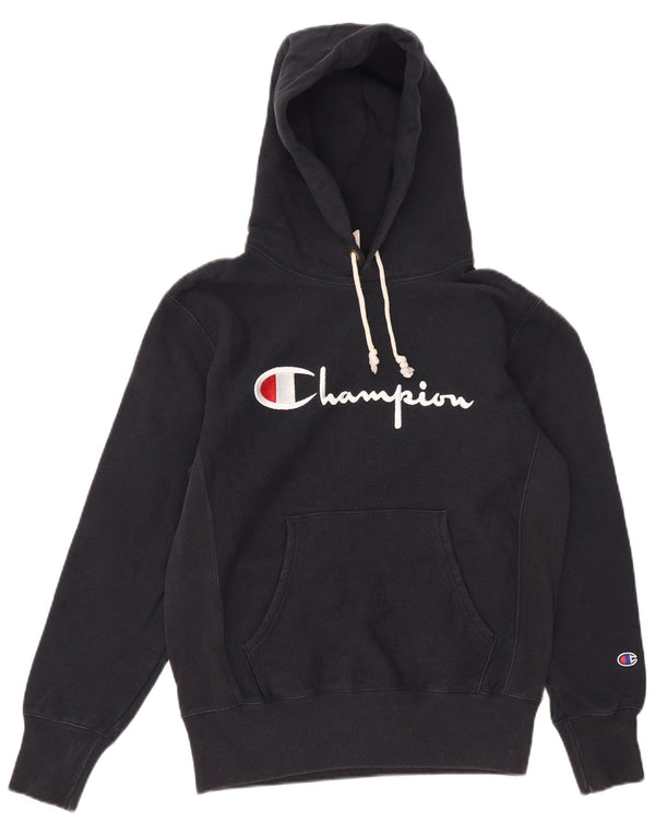 Felpa con cappuccio grafica da uomo Champion, grande, in cotone blu navy