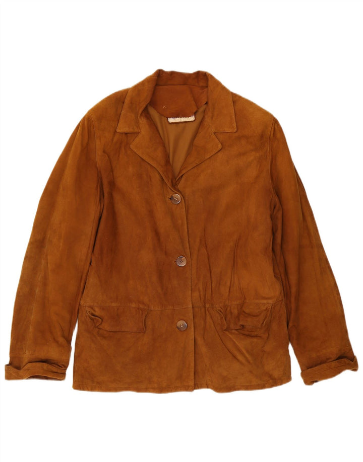 Giacca Blazer in Pelle Scamosciata a 3 Bottoni da Donna L.Lambertazzi IT 44 Marrone Medio