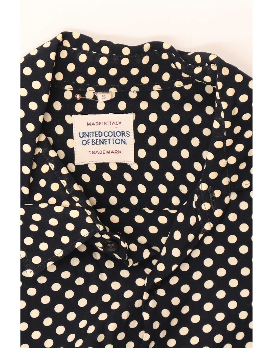 Camicia Benetton Uomo Piccola Pois Blu Navy