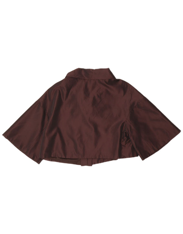 Giacca Bolero a maniche corte da donna Zara UK 16 grande acetato marrone