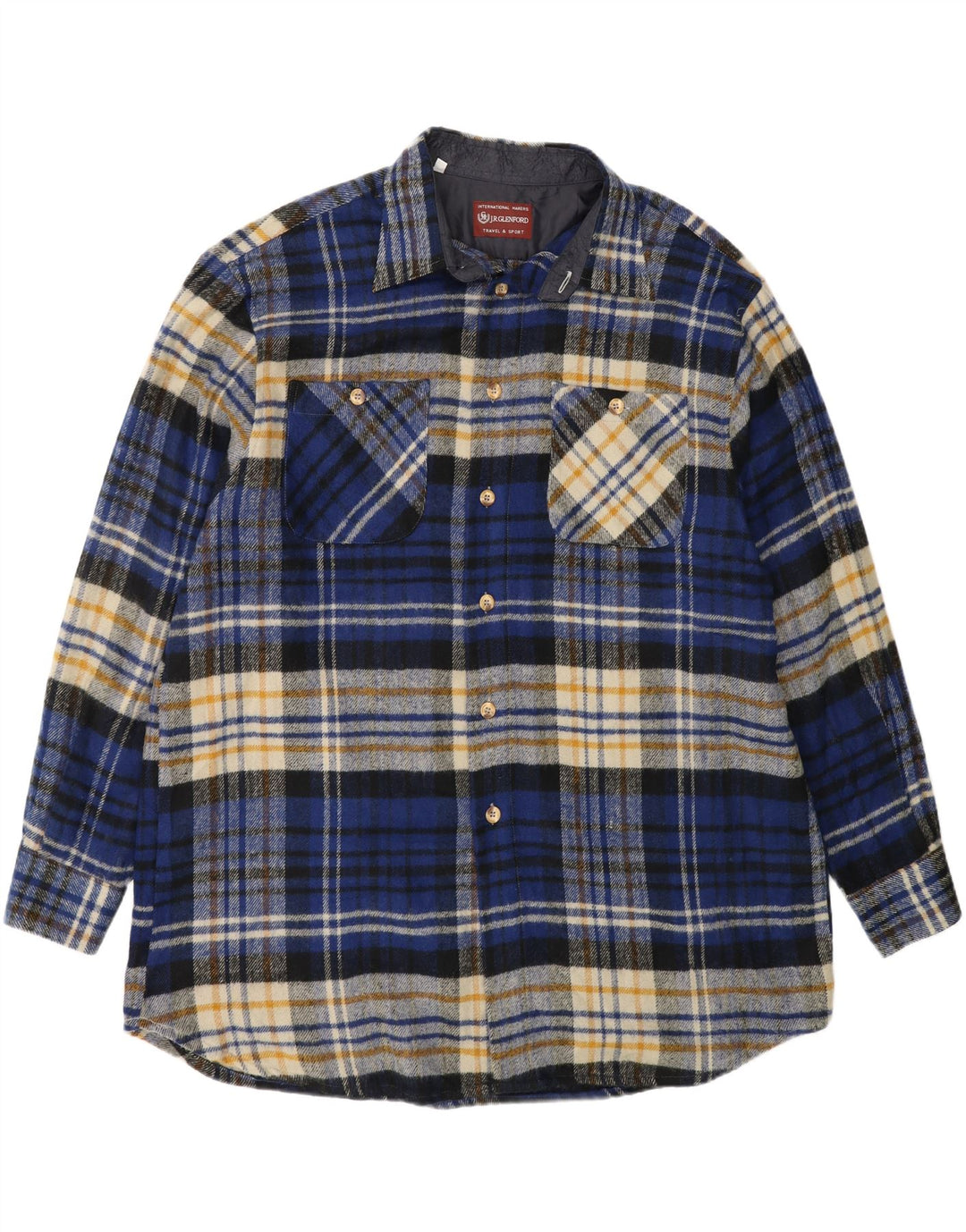 VINTAGE Mens Flannel Shirt 2XL Blue Check Acrylic Vintage Vintage and Second-Hand Vintage from Messina Hembry 