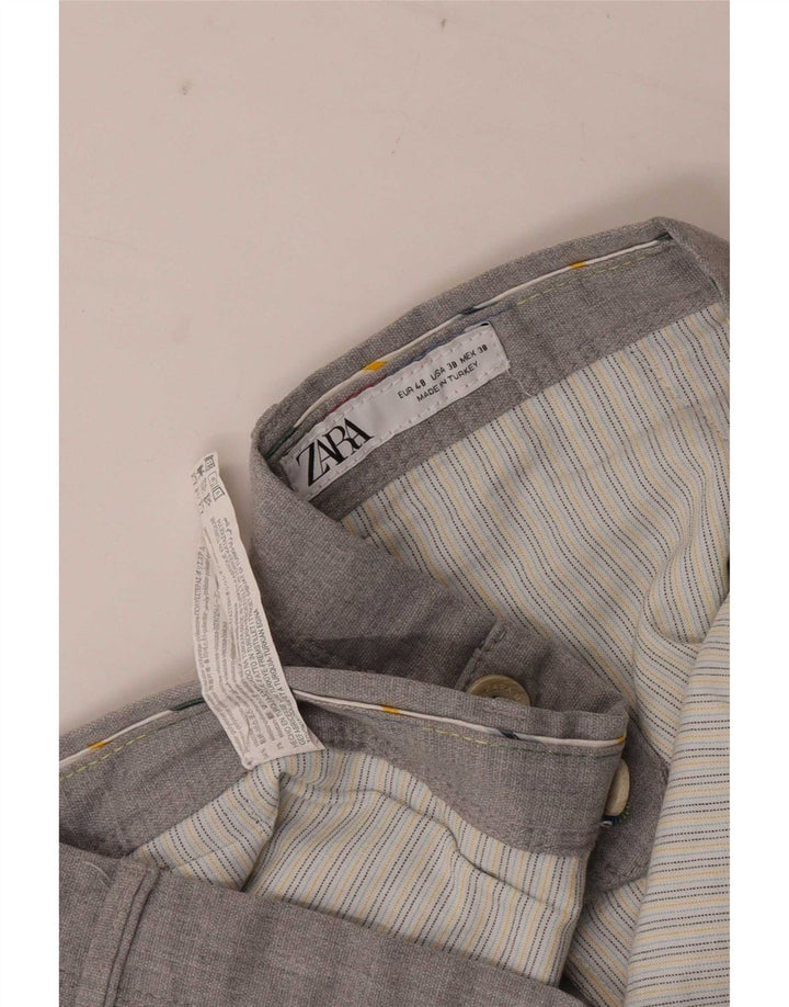 Pantaloni chino slim da uomo Zara EU 48 XL W38 L29 Poliestere grigio