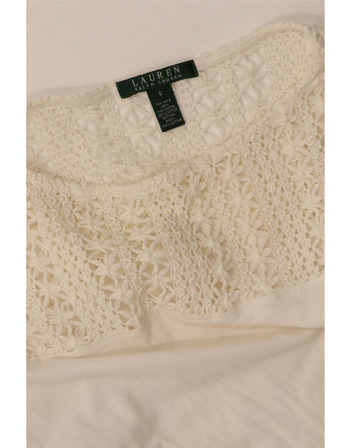 Top camicetta da donna RALPH LAUREN UK 10 piccolo cotone bianco