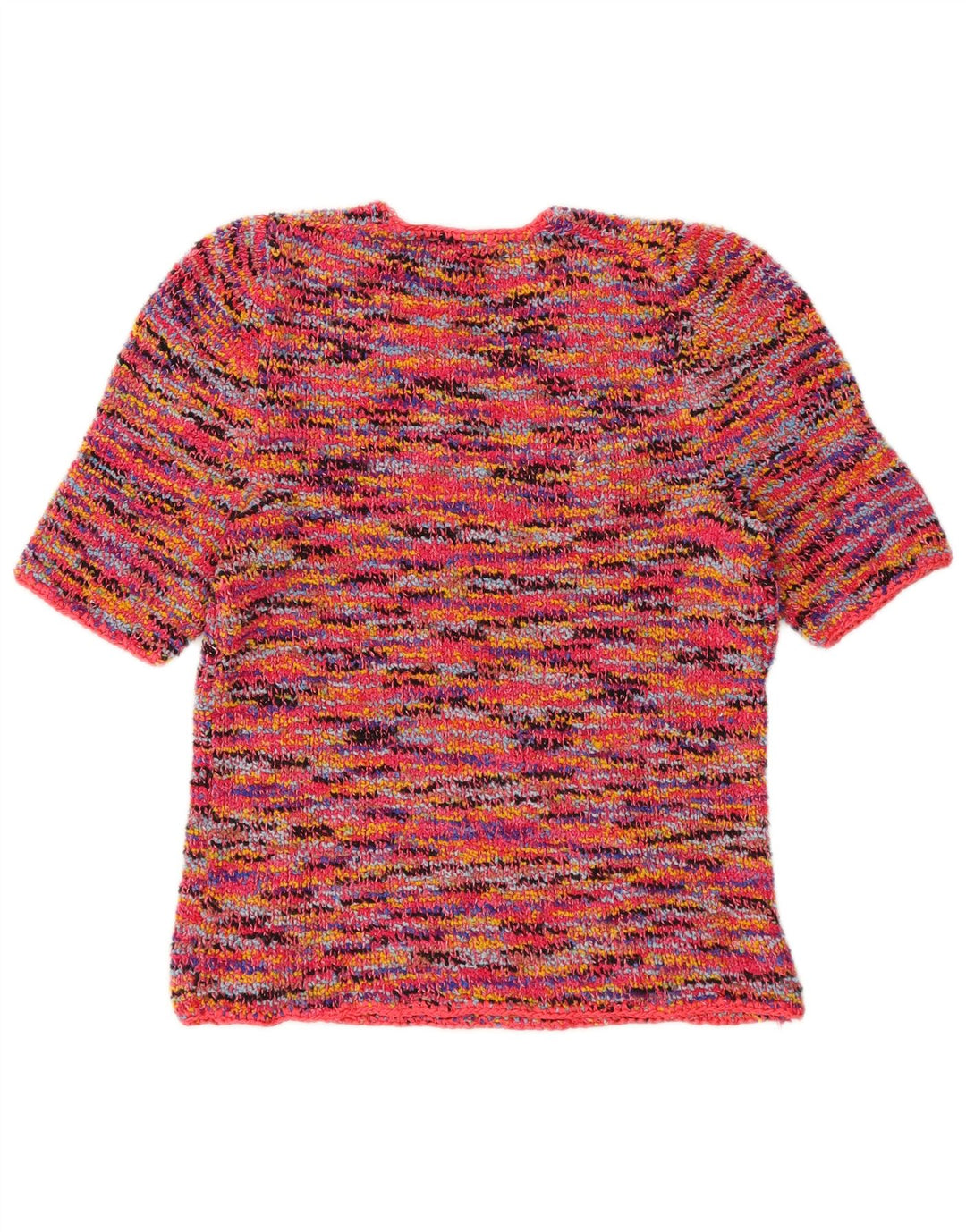 Maglione maglione girocollo da donna vintage UK 10 piccolo multicolore chiazzato