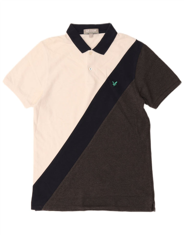 Polo da uomo Lyle & Scott in cotone color block bianco medio