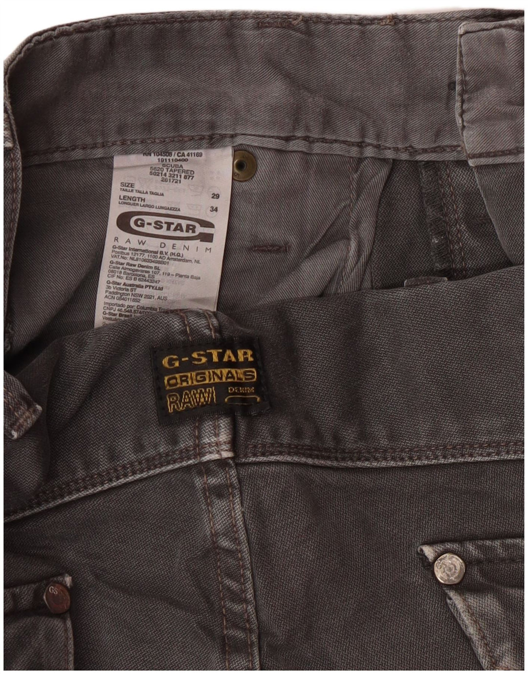Pantaloni cargo dritti da uomo G-Star W29 L30 in cotone grigio