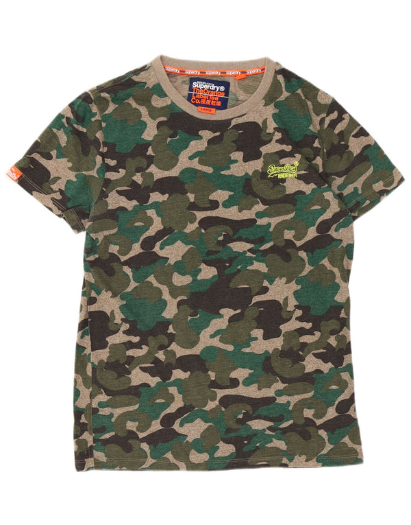 T-shirt da uomo Superdry Top Large in cotone mimetico verde
