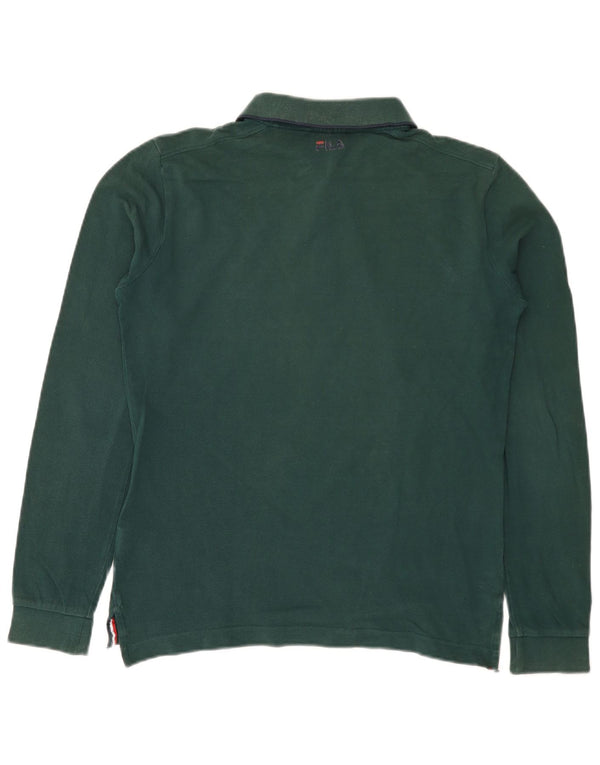 Polo da rugby da uomo a maniche lunghe Fila Small in cotone verde