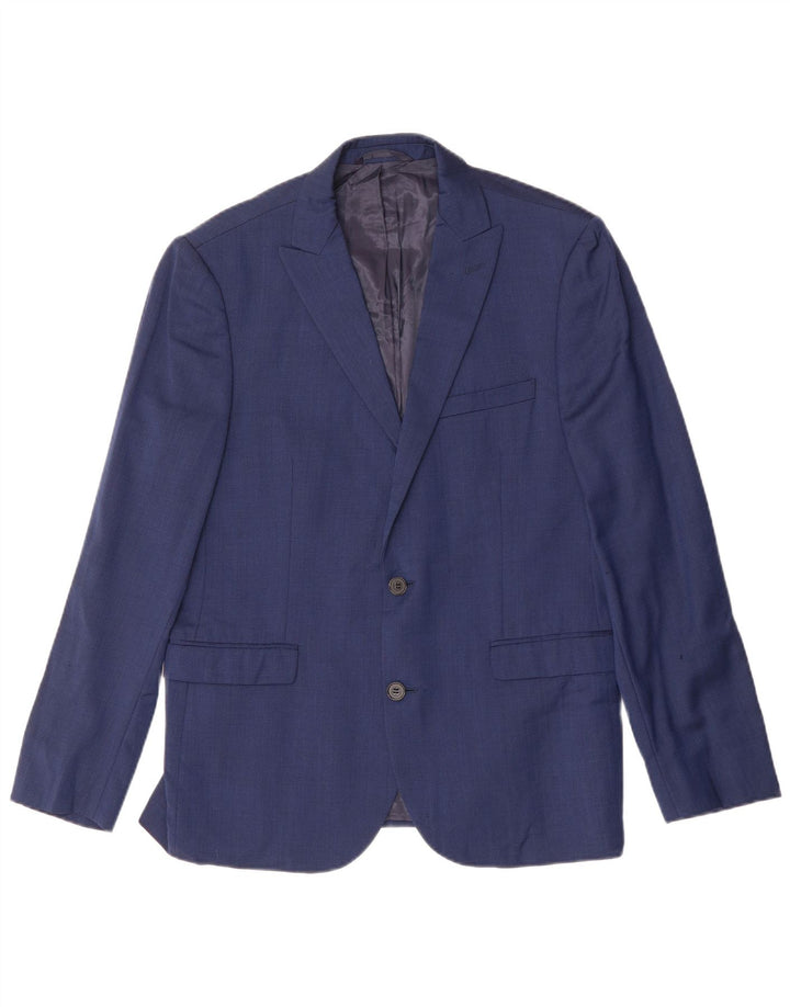 Giacca blazer da uomo slim fit DKNY a 2 bottoni IT 52 XL lana blu navy