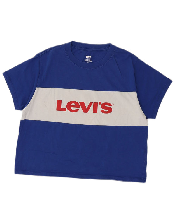 Levi's T-shirt grafica corta da donna Top UK 10 Small Blue Colourblock