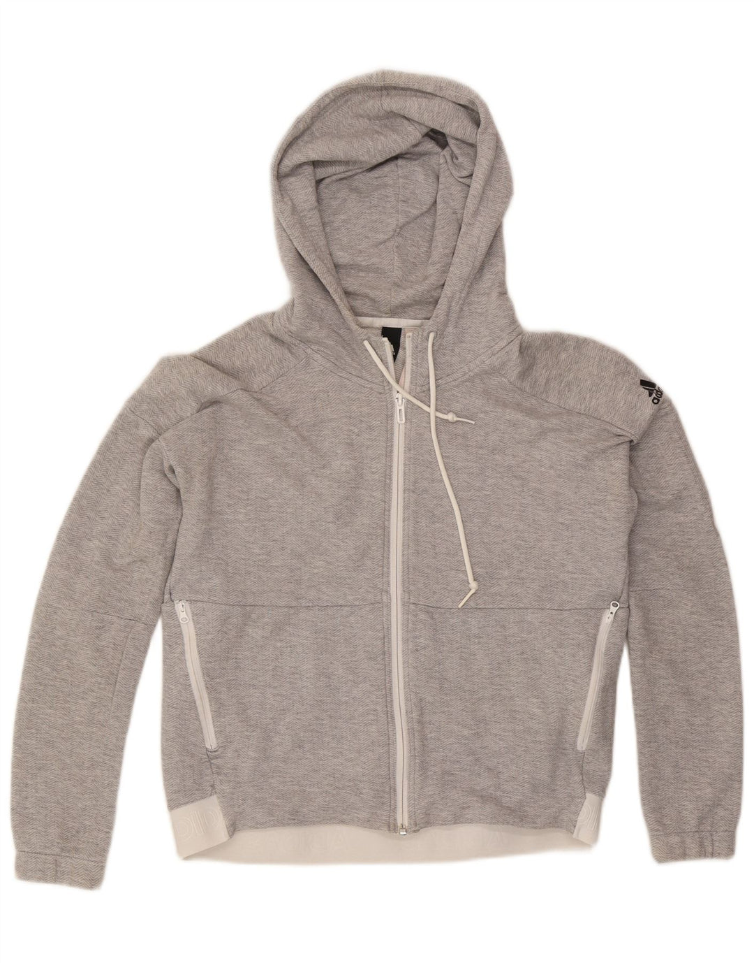 Maglione con cappuccio e zip oversize da donna Adidas UK 8/10 Piccolo grigio a spina di pesce