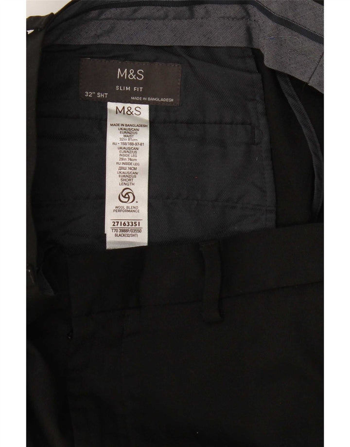 Pantaloni da abito slim fit Marks & Spencer da uomo W32 L29 lana nera