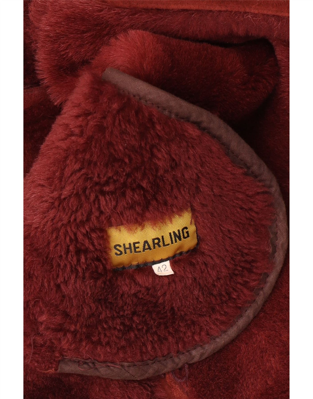 Giacca in shearling vintage da donna IT 42 Shearling medio bordeaux
