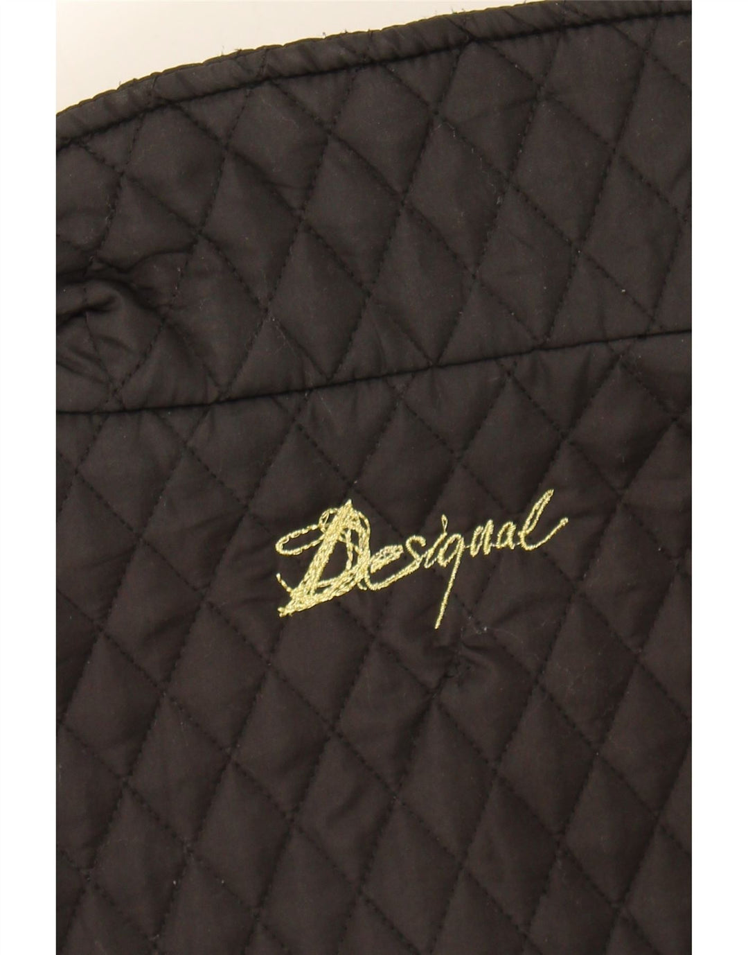 DESIGUAL Womens Quilted Overcoat EU 42 Large Black Polyester Vintage Desigual and Second-Hand Desigual from Messina Hembry 