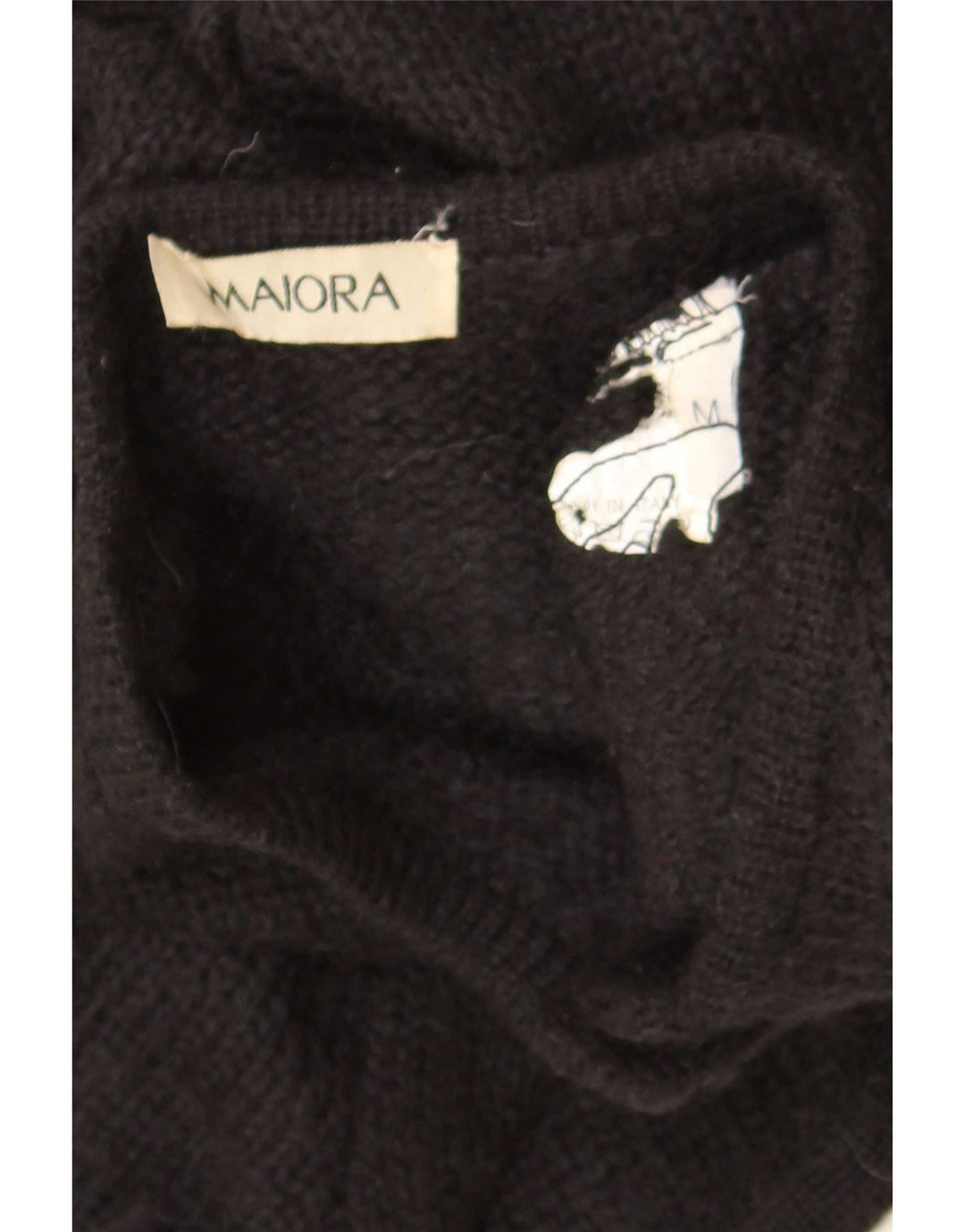 Maglione cardigan da donna vintage UK 14 medio nero floreale