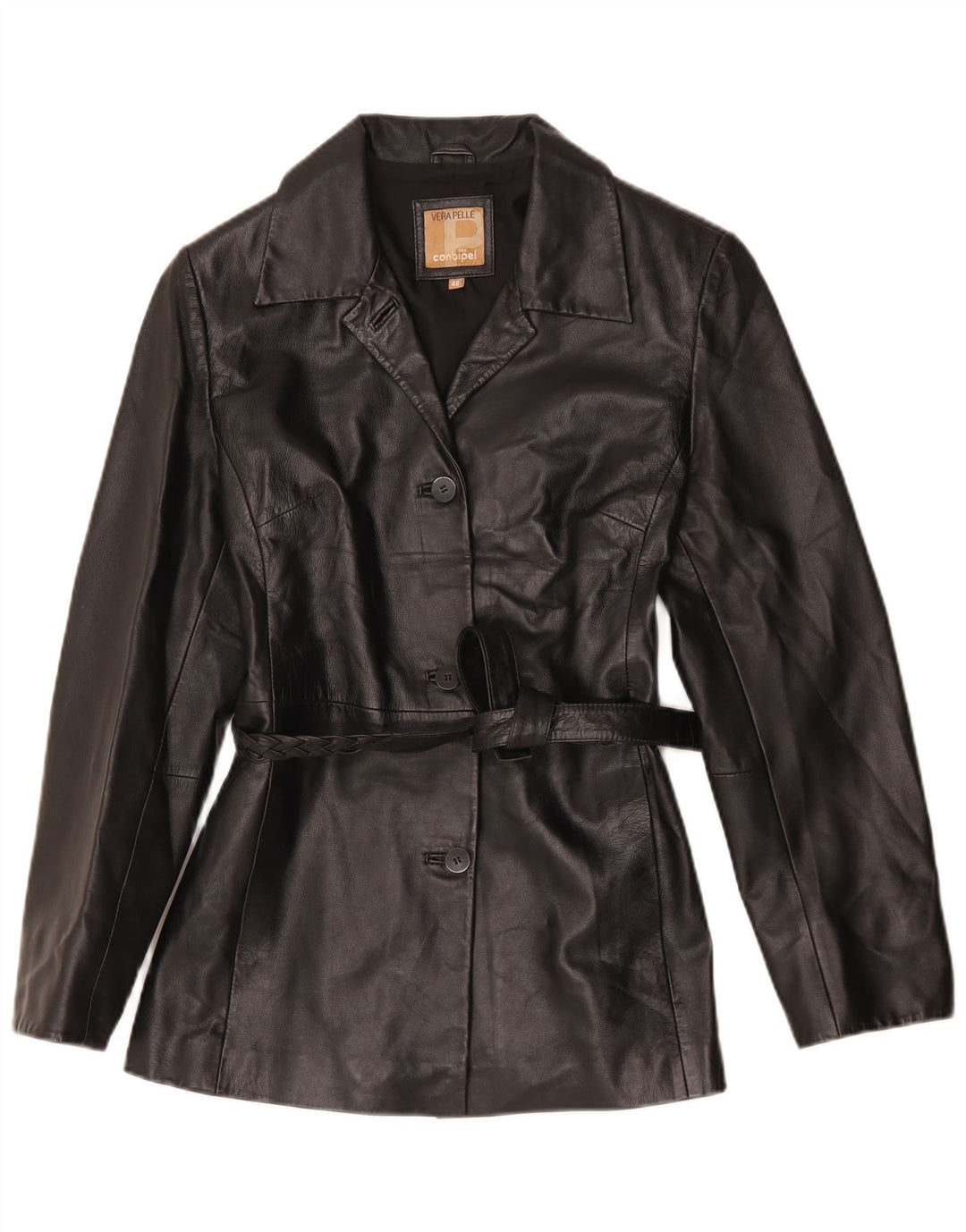 Giacca Blazer in Pelle da Donna a 3 Bottoni Conbipel IT 46 Large in Pelle Nera