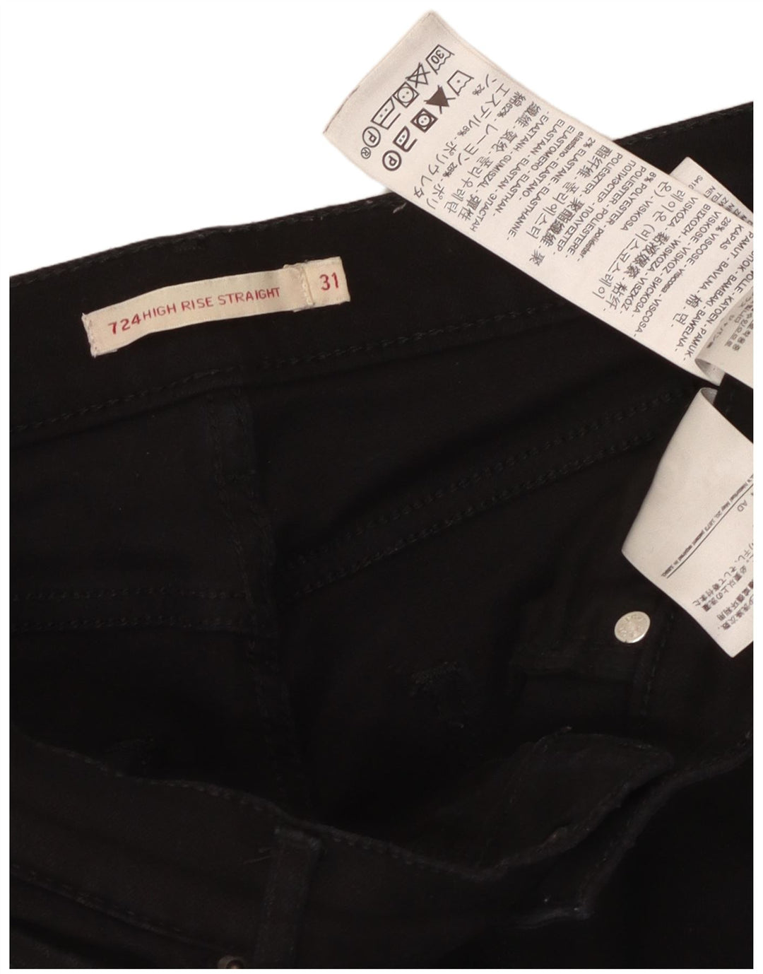 LEVI'S Jeans dritti a vita alta 724 da donna W31 L31 cotone nero