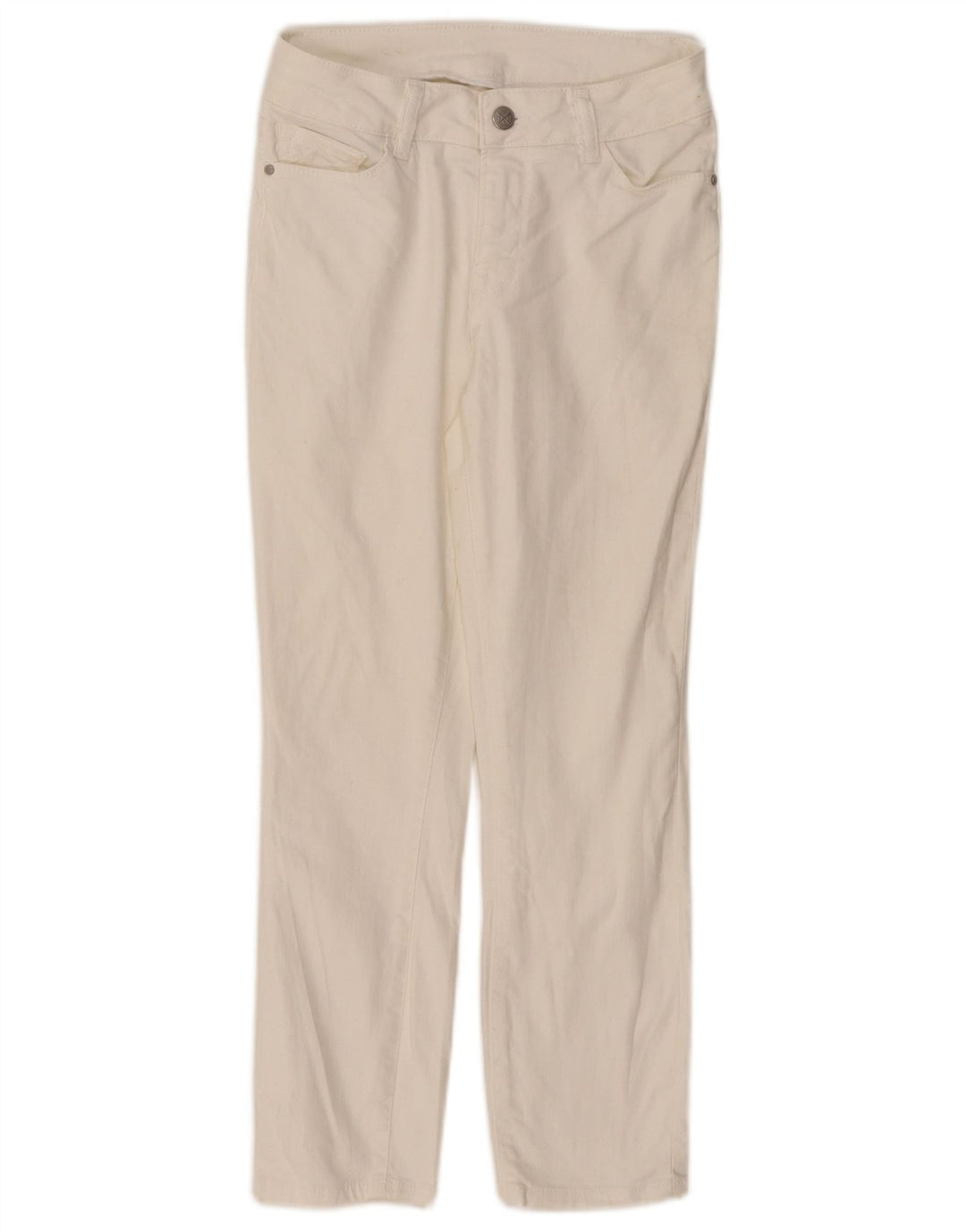 CREW CLOTHING Jeans corti da donna a vita bassa UK 8 Small W26 L23 Bianco