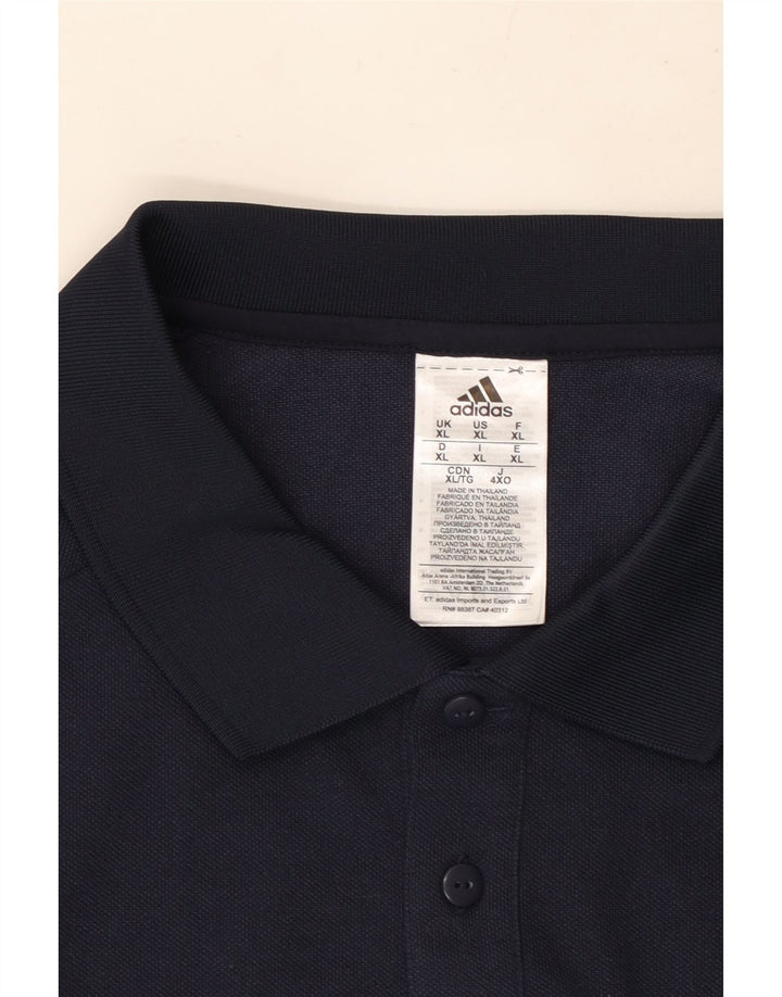 Polo ADIDAS da uomo XL in cotone a righe blu navy