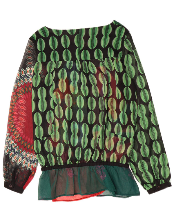 Desigual donna camicia oversize camicetta UK 10 piccolo floreale multicolore