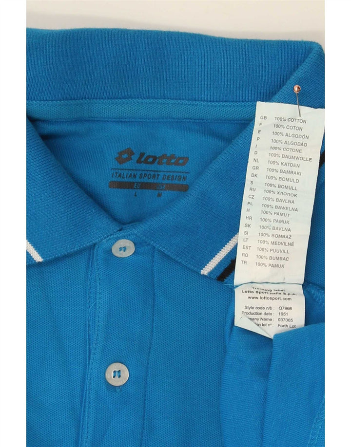 Polo da uomo Lotto Large in cotone a righe blu