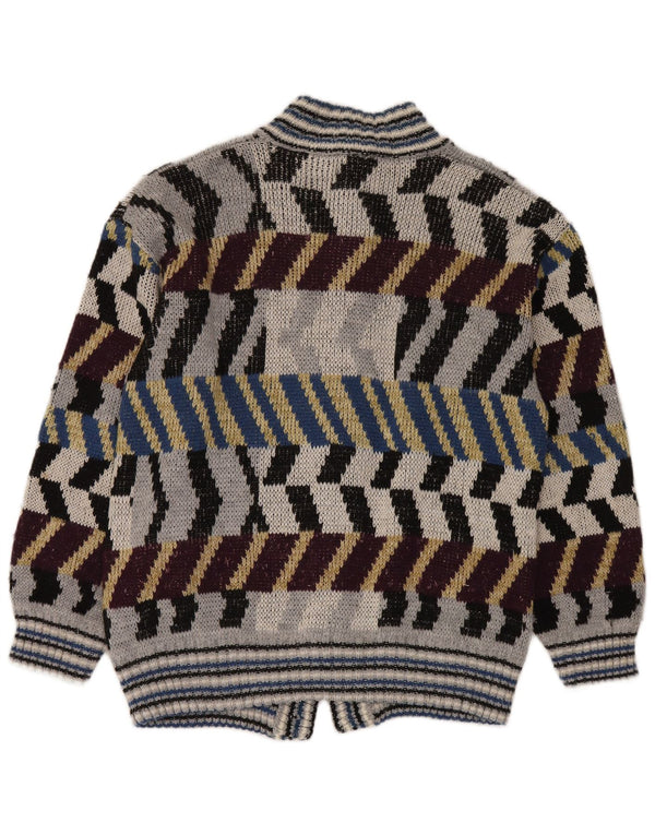Maglione cardigan da uomo vintage a righe grandi multicolori