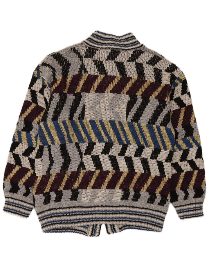 Maglione cardigan da uomo vintage a righe grandi multicolori